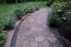 After picture of paver walkway installed in New Hampshire. Natures Elite landscaping are Certified Paver installers serving all of new Hampshire, Gilford ,Meredith, Laconia and all of Belknap County.