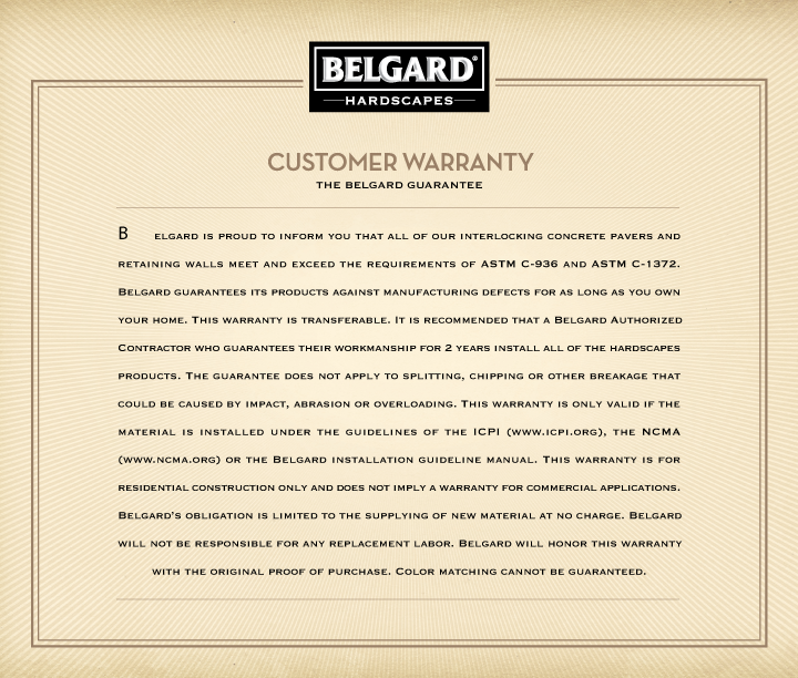 Belgard Hardscapes Customer Warranty